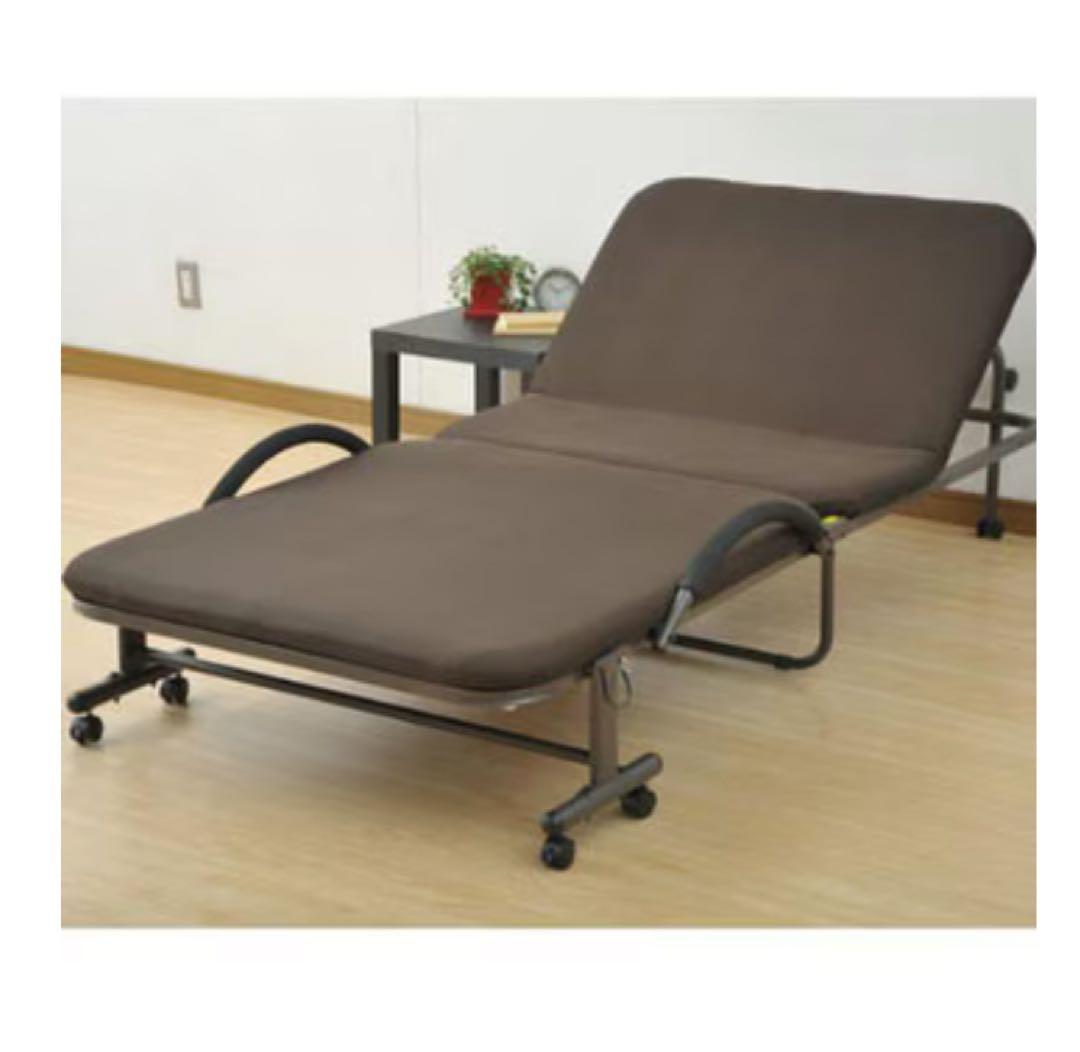 YAMAZEN　薄めマットレスの折りたたみベッド/ダークブラウン