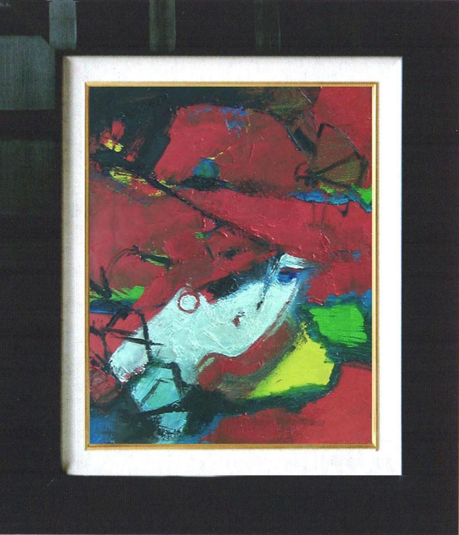 油絵 菅家令子 絵 絵画インテリア額付(青緑＋金色の枠)uF6-071502女性