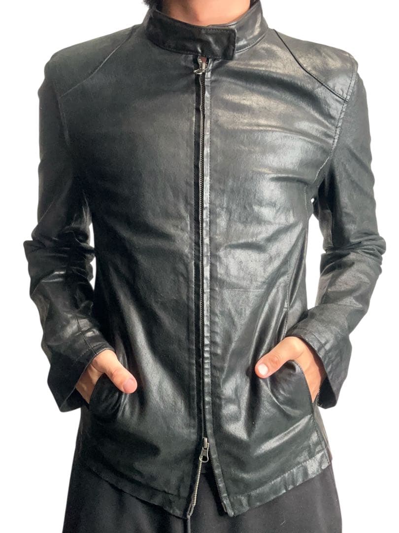 ジャケット・アウター pig skin biker leather jacket