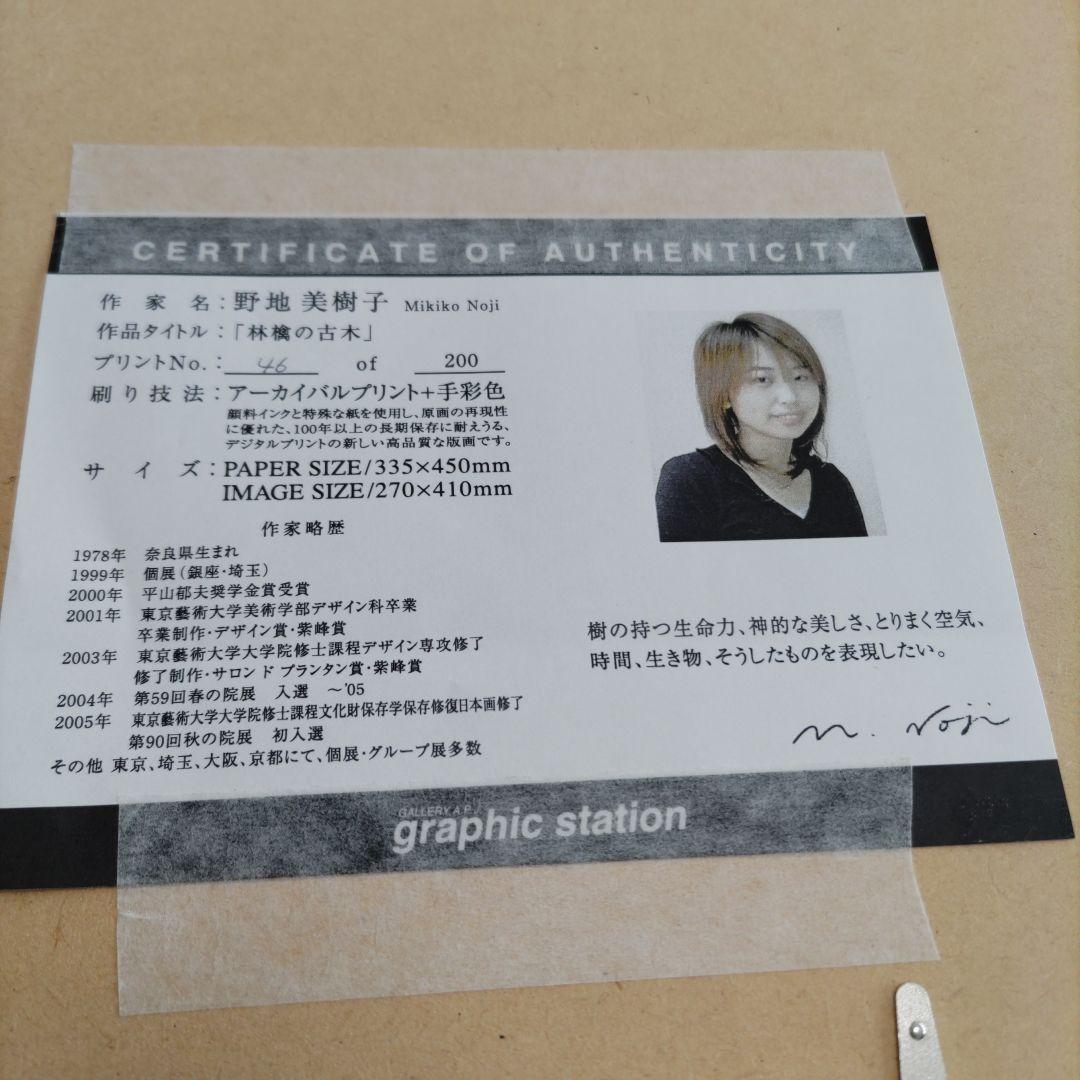 野地 美樹子 限定版画 額装 ☆ 直筆サイン・エディション有り