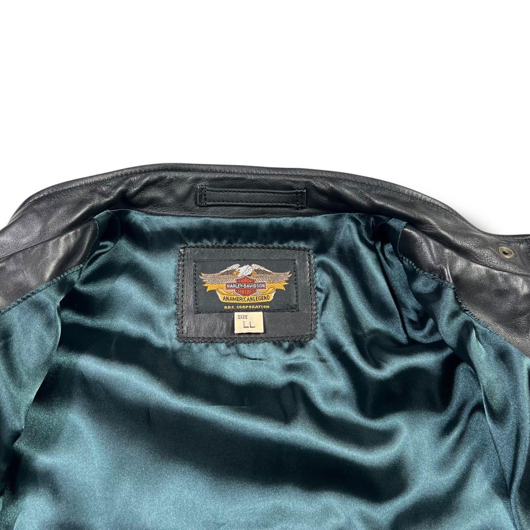 極美品 ハーレーダビッドソン レザージャケット XL ファイヤーパターン 刺繍