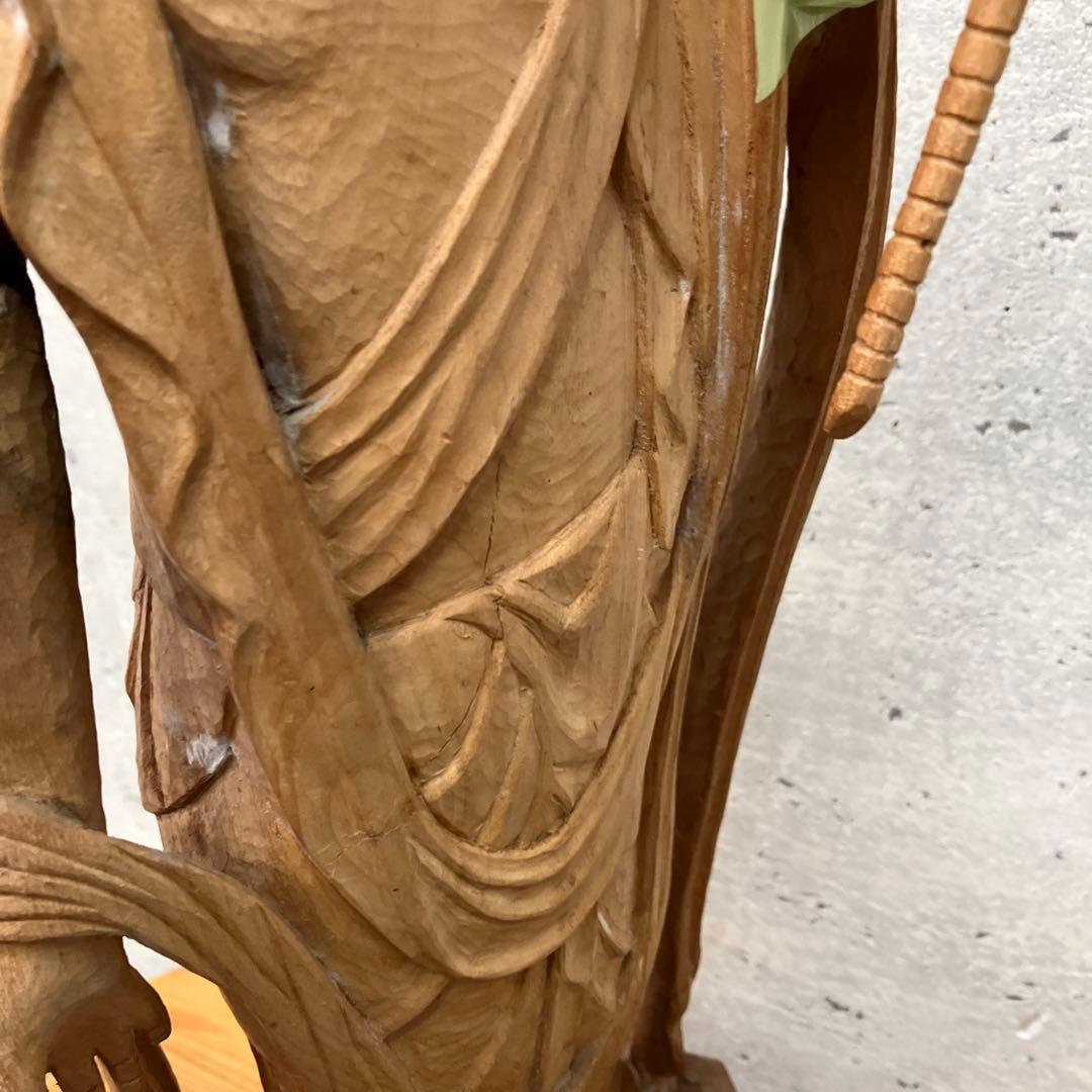 昭和レトロ 木製 木彫り 観音像 観音菩薩 置物 オブジェ インテリア