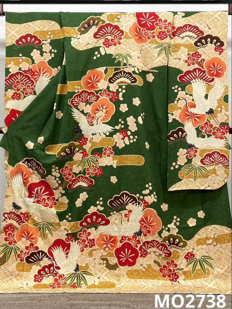 振袖 豪華 刺繍 金駒 鶴 紋意匠 身丈170cm 撥水加工済