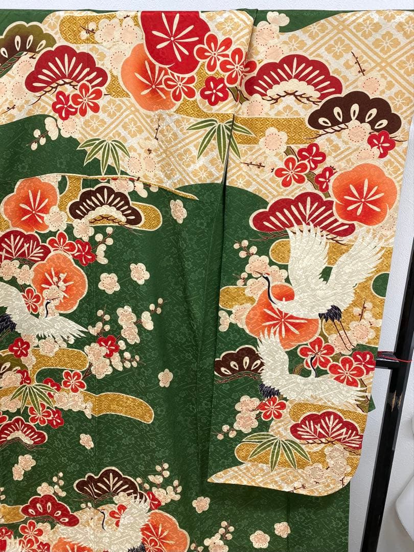 振袖 豪華 刺繍 金駒 鶴 紋意匠 身丈170cm 撥水加工済