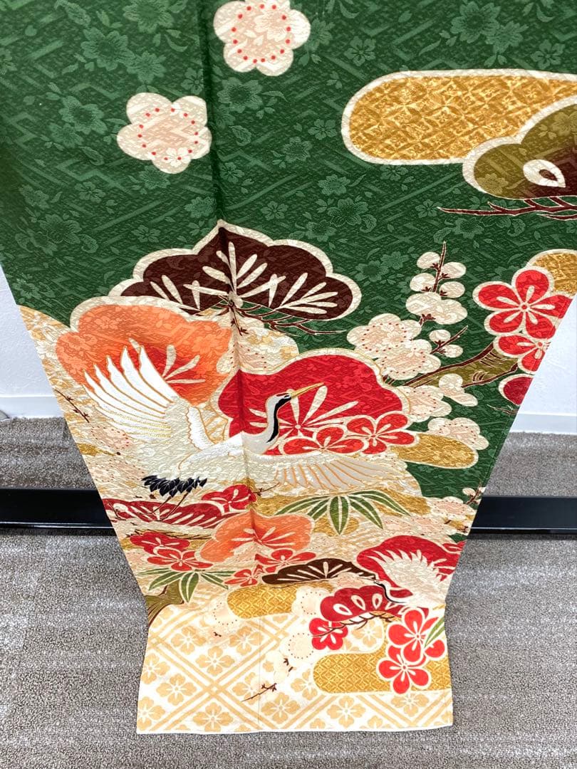 振袖 豪華 刺繍 金駒 鶴 紋意匠 身丈170cm 撥水加工済