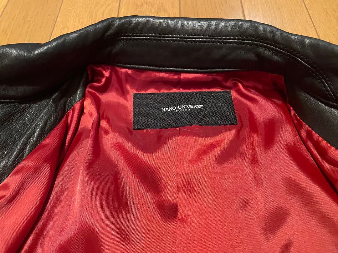 【美品】羊革 レザーライダースジャケット ナノユニバース シングル レザー　Ｓ