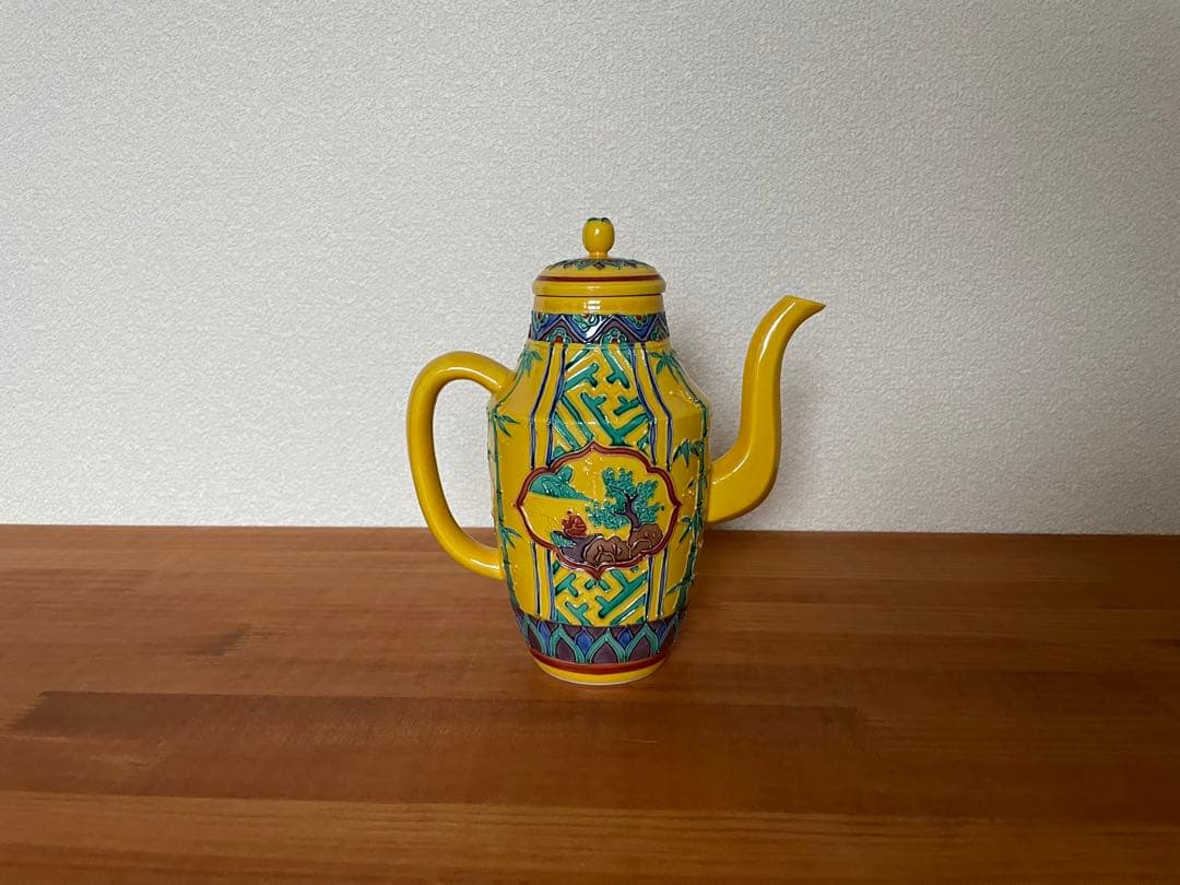 【セール】平安宝泉　水注　煎茶道　茶道　黄交趾焼　木箱付き　京焼