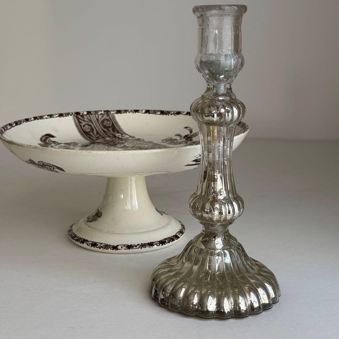フランスアンティーク マーキュリーグラス　キャンドルホルダー　燭台