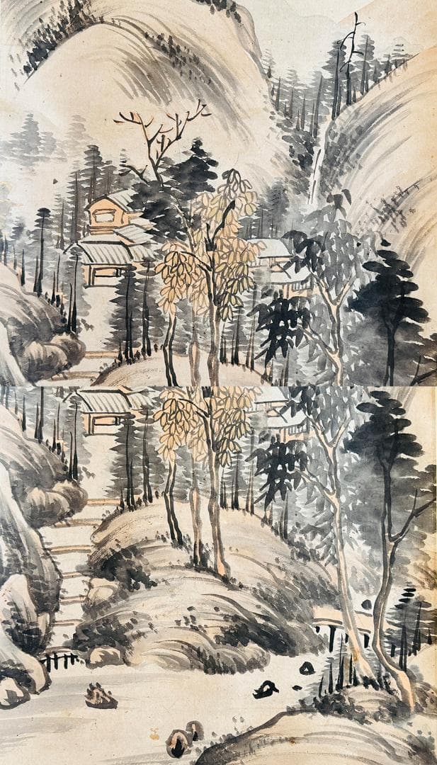 岸派 中西耕石筆 秋景山水  南画家 福岡の人 画寸縦131cm✖️横43cm