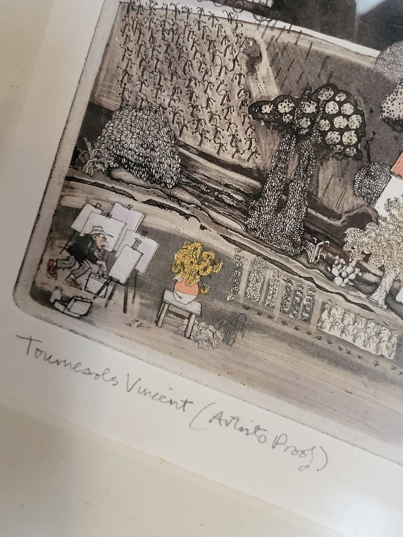 希少★グラハム クラーク★「ヴィンセントのひまわり」★銅版画彩色