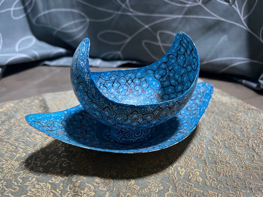 ミナカリ キャンディディッシュ＆プレート 金属製 ペルシャ 細密画 菓子器