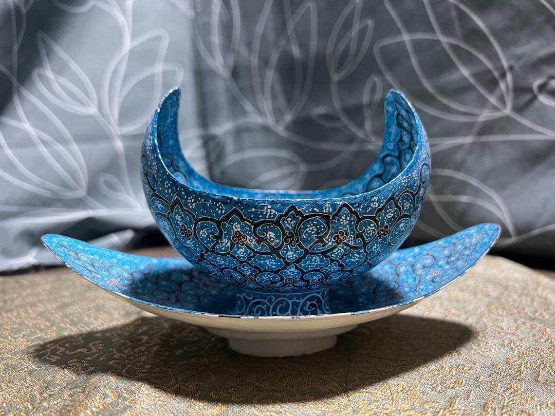 ミナカリ キャンディディッシュ＆プレート 金属製 ペルシャ 細密画 菓子器