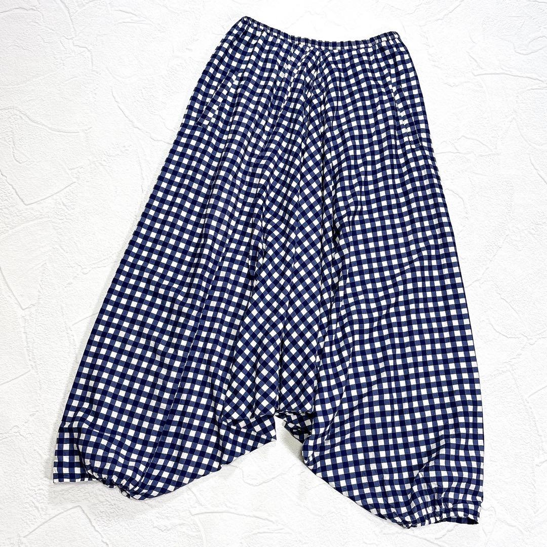 ハウスオブロータス ギンガムチェック サルエルパンツ インド綿 イージーパンツ