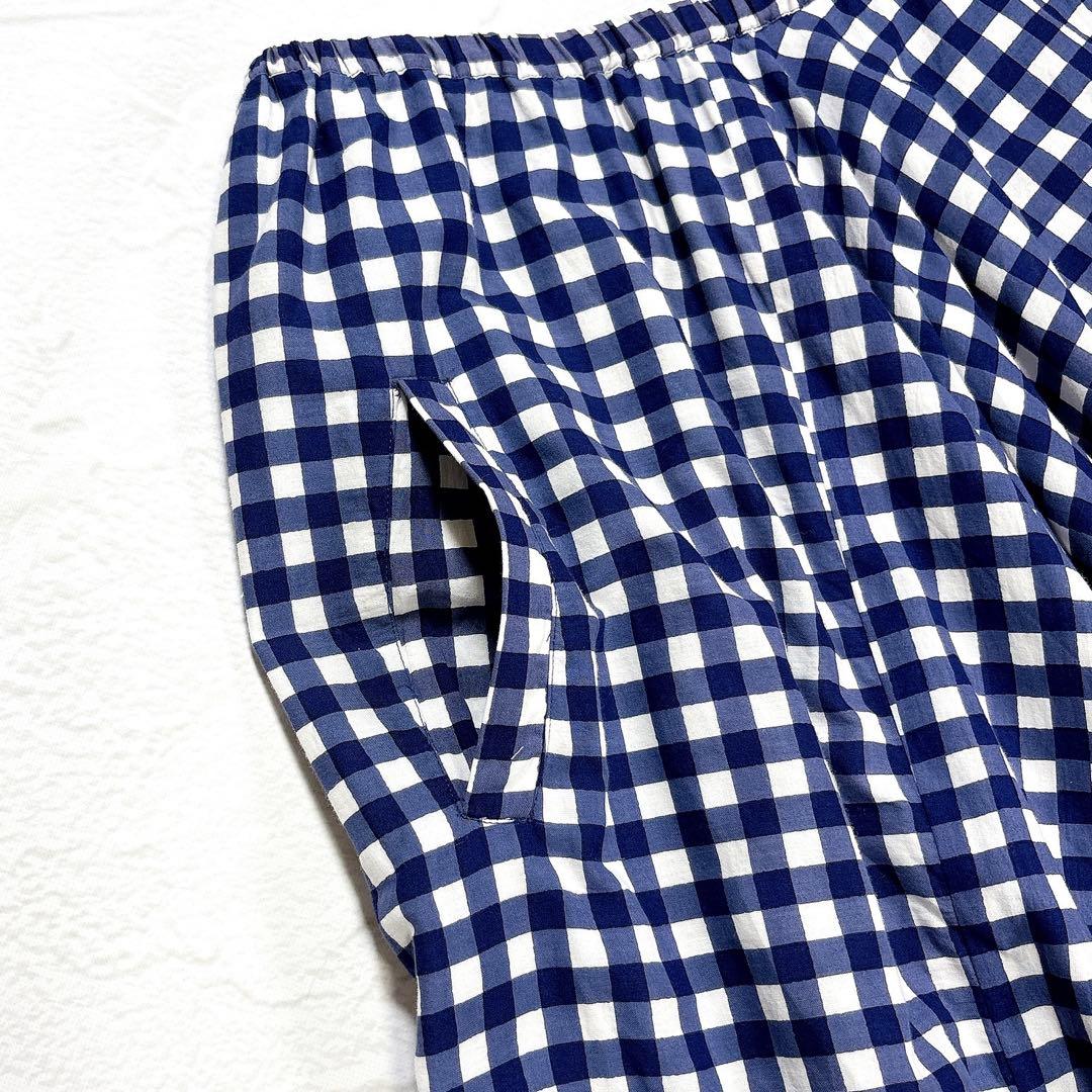 ハウスオブロータス ギンガムチェック サルエルパンツ インド綿 イージーパンツ
