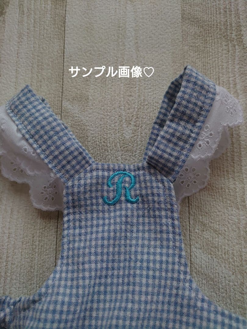 犬服 ハンドメイド ワンピース ギンガムブルー