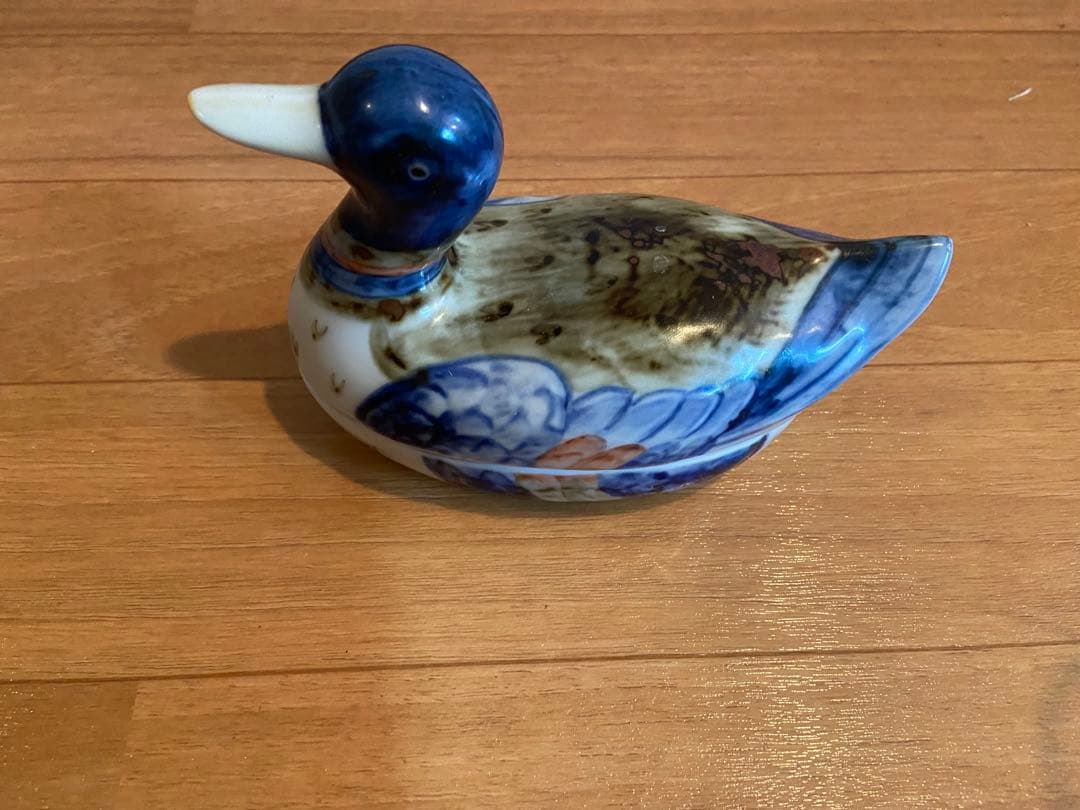 旴一窯（ウイルヨ） 鴨 デコイ 型陶器蓋もの 小物入れ 皿付き