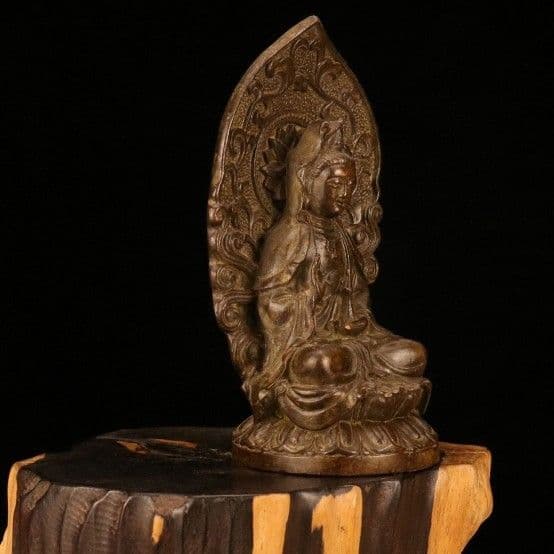 仏教美術 中国 仏像 バックライト観音様 小仏像 銅製 銅器