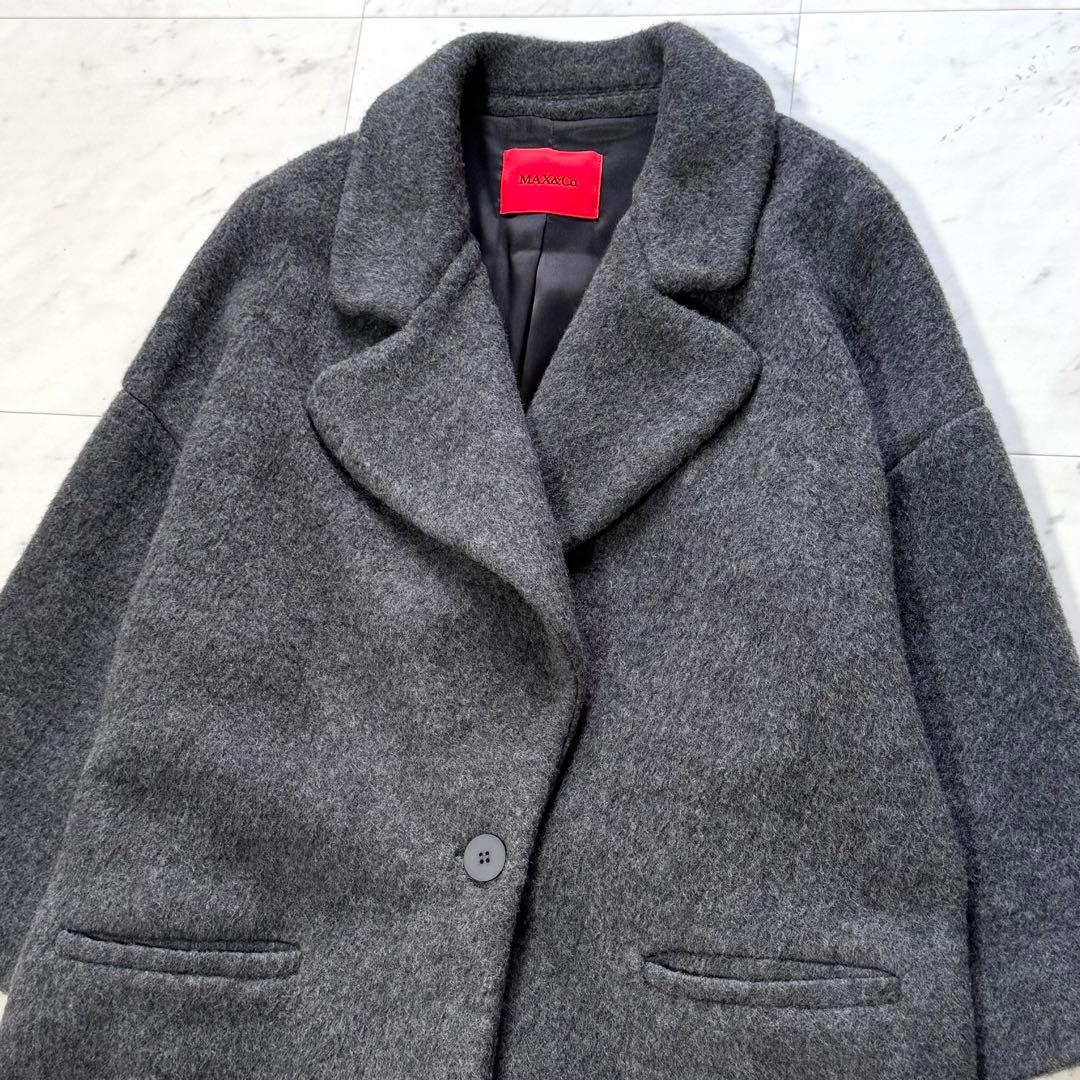 美品現行 MAX&Co. チェスターコート ウールブレンド ダークグレー L