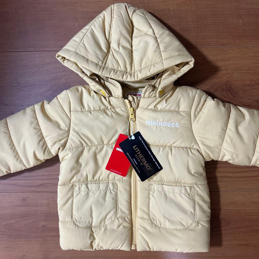 新品未使用　ミキハウス　ダウンジャケット　イエロー　80