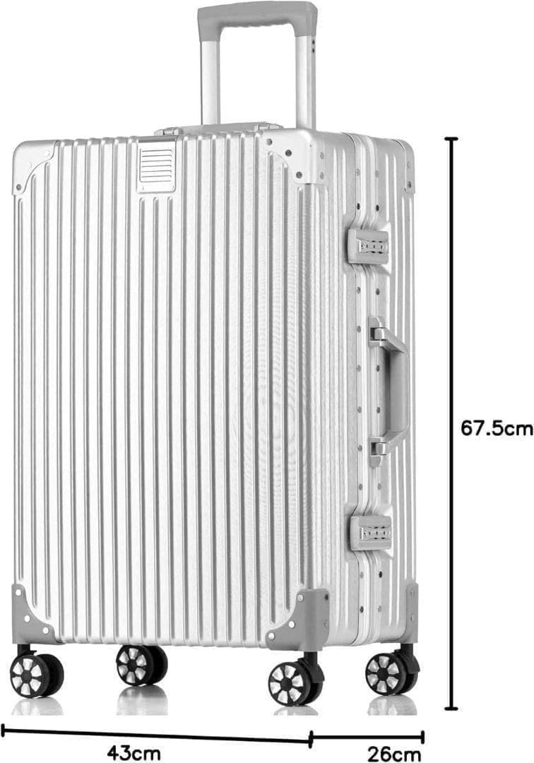 スーツケース アルミフレーム キャリーキース　シルバー　M 24インチ