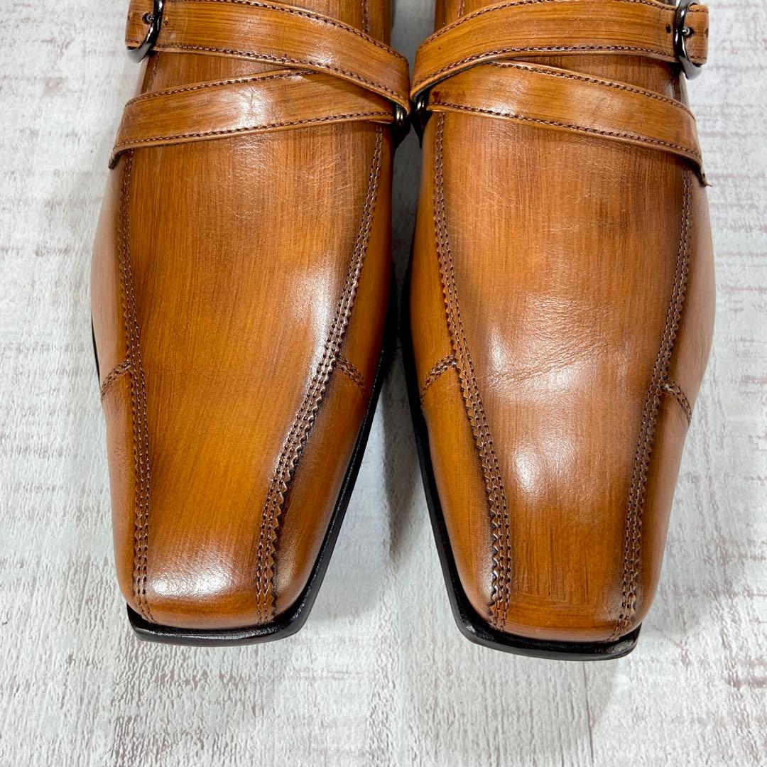 578【未使用近】KATHARINE HAMNETTダブルモンク茶 24.5cm