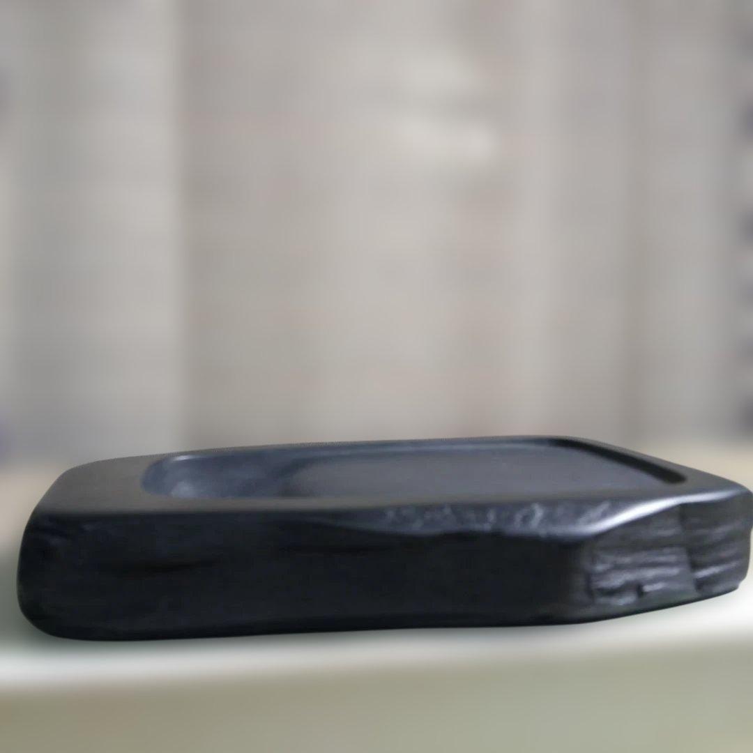 ☆☆☆本日特価！【甲州銘石 雨畑 芳龍硯 芳龍閣 鑑製/青墨 苔 計2点】