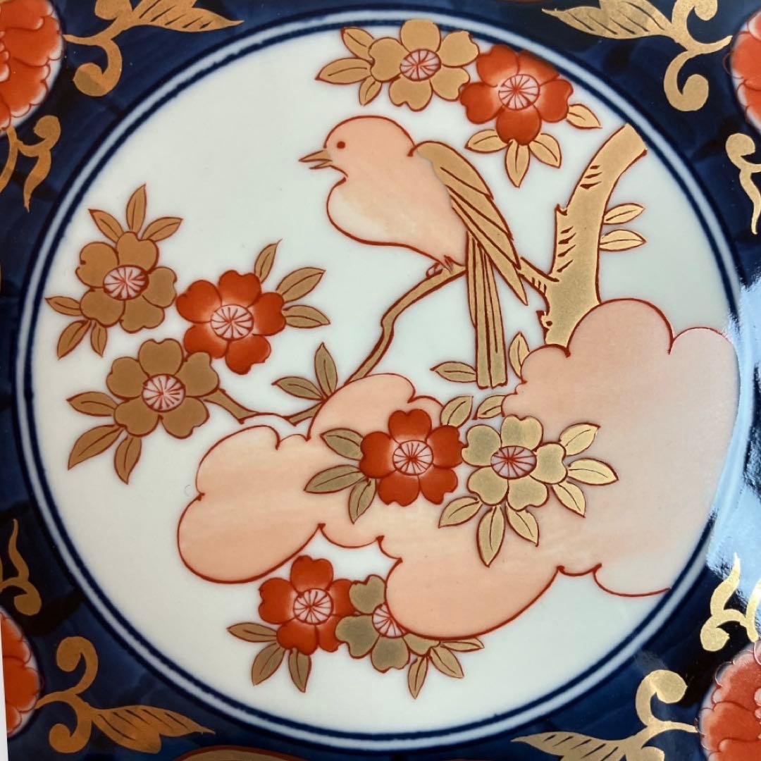 有田焼 林九郎作 金彩元禄花鳥 盛皿 大皿 鳳凰 牡丹 花唐草 未使用品