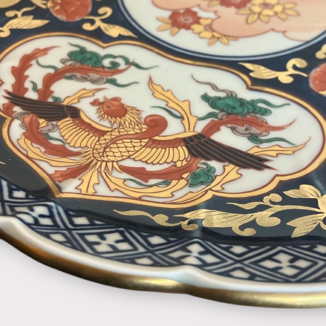 有田焼 林九郎作 金彩元禄花鳥 盛皿 大皿 鳳凰 牡丹 花唐草 未使用品