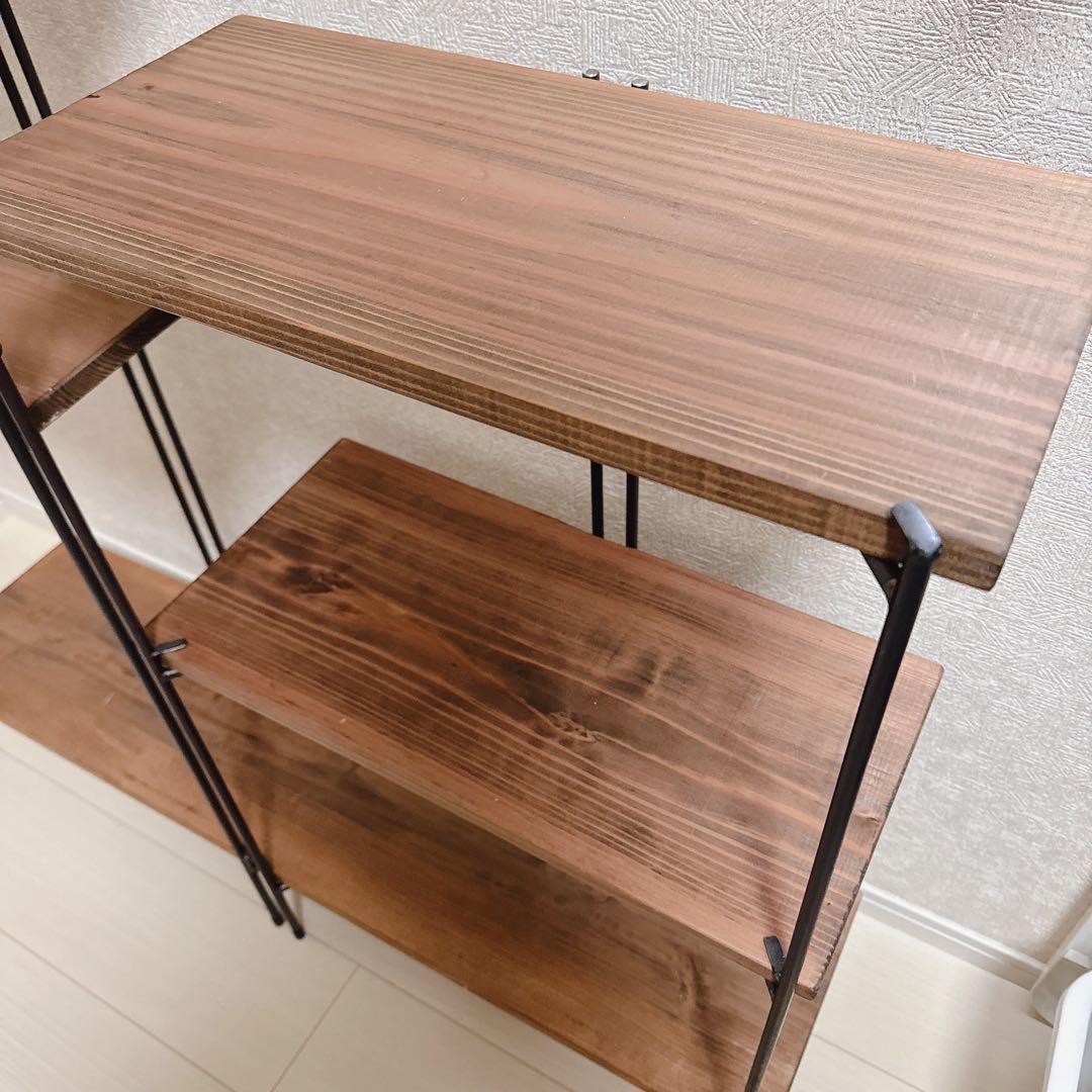 アイアン ウォルナット オシャレ 棚 3段ラック 折りたたみ式