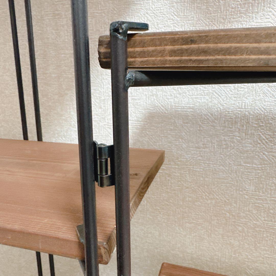 アイアン ウォルナット オシャレ 棚 3段ラック 折りたたみ式