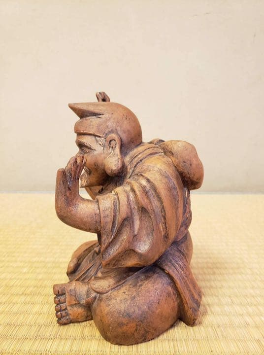 七福神 木彫 乾燥割れ有り