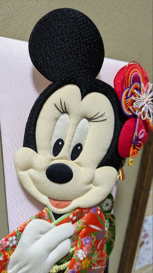 ミッキー ミニーの押し絵羽子板