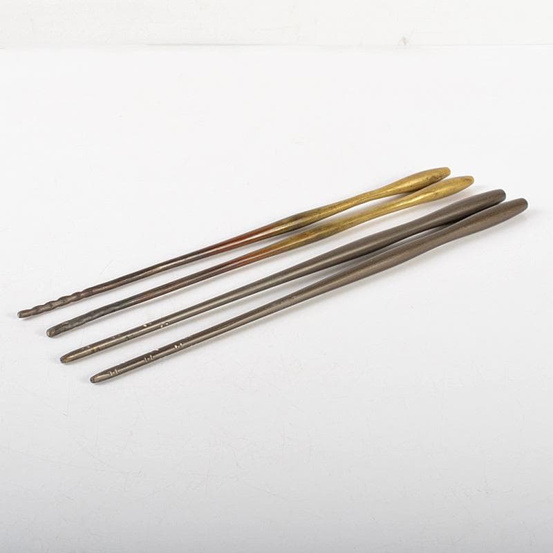 茶道具　銅製　火箸　風炉用　箱付　二点まとめて　C　6497