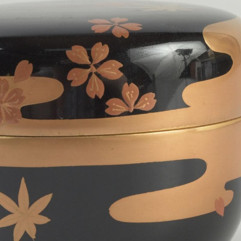 茶道具　山中塗　中村宗悦作　霞雲錦蒔絵　平棗　共箱　V　9305