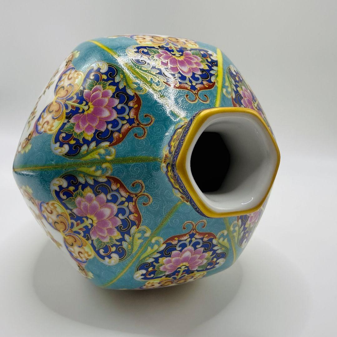 L107 六方花鳥梅瓶骨董磁器