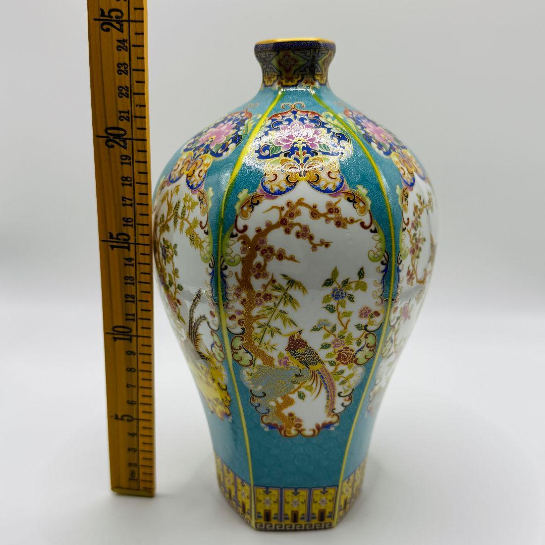 L107 六方花鳥梅瓶骨董磁器