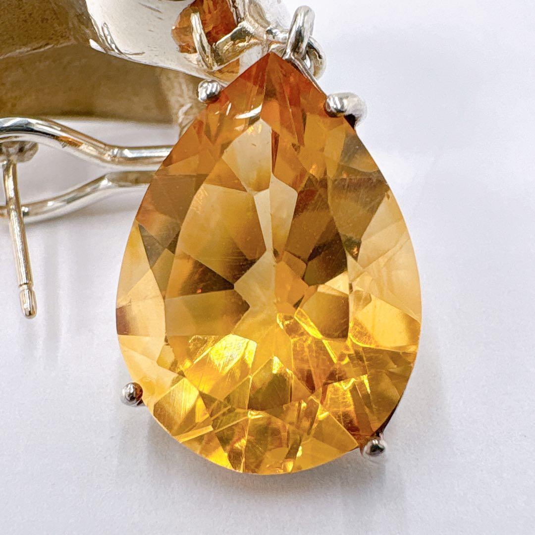 美品レア オールドティファニー ピアス シトリン ティアドロップ シルバー925