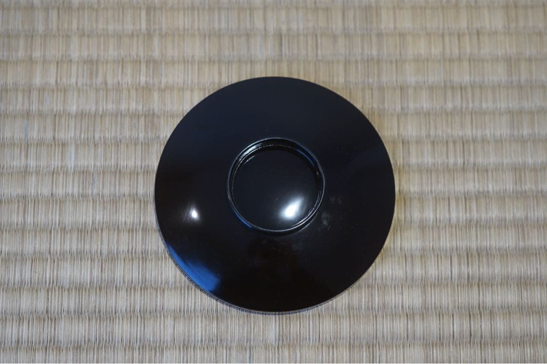 梅花松葉蒔絵・沈金風金円文(竹線刻) 黒漆吸物椀 2客/輪島塗 木製漆器 茶懐石