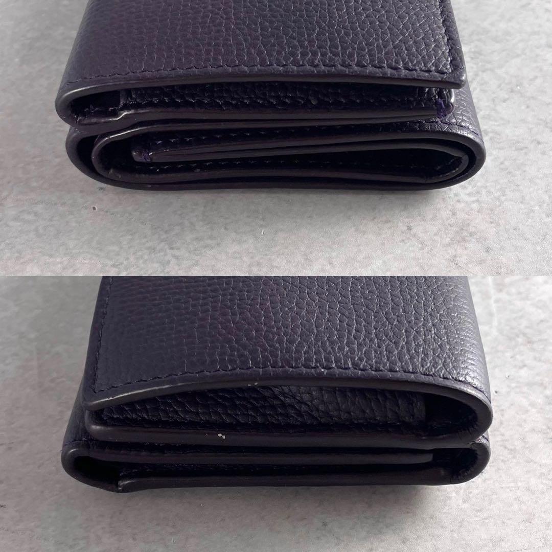 【極美品】 ロエベ トライフォールド アナグラム タン 三つ折り財布 パープル