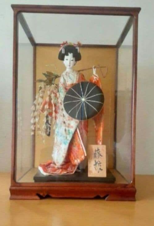 日本人形 藤娘 ガラスケース付き 昭和 アンティーク雑貨 インテリア 歌舞伎役者