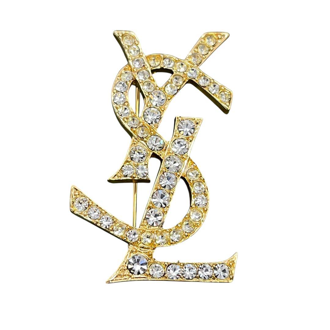 【Vintage 】イヴサンローラン YSL ロゴ　ブローチ　ゴールド