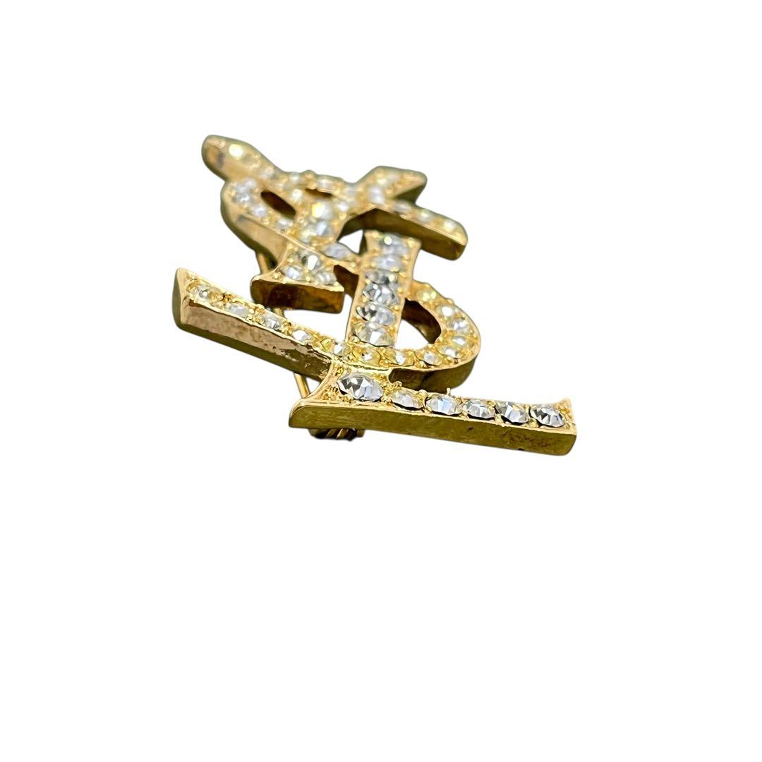 【Vintage 】イヴサンローラン YSL ロゴ　ブローチ　ゴールド