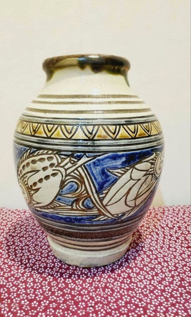 [入手困難]やちむん 金城次郎一門 宮城智 魚紋 大壺 人間国宝弟子