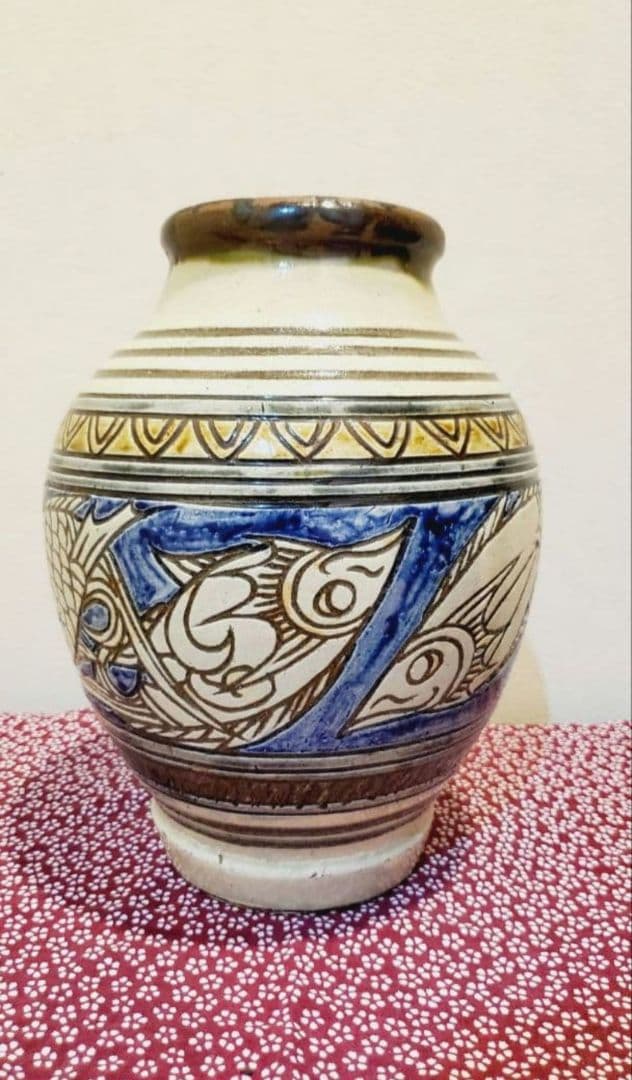 [入手困難]やちむん 金城次郎一門 宮城智 魚紋 大壺 人間国宝弟子