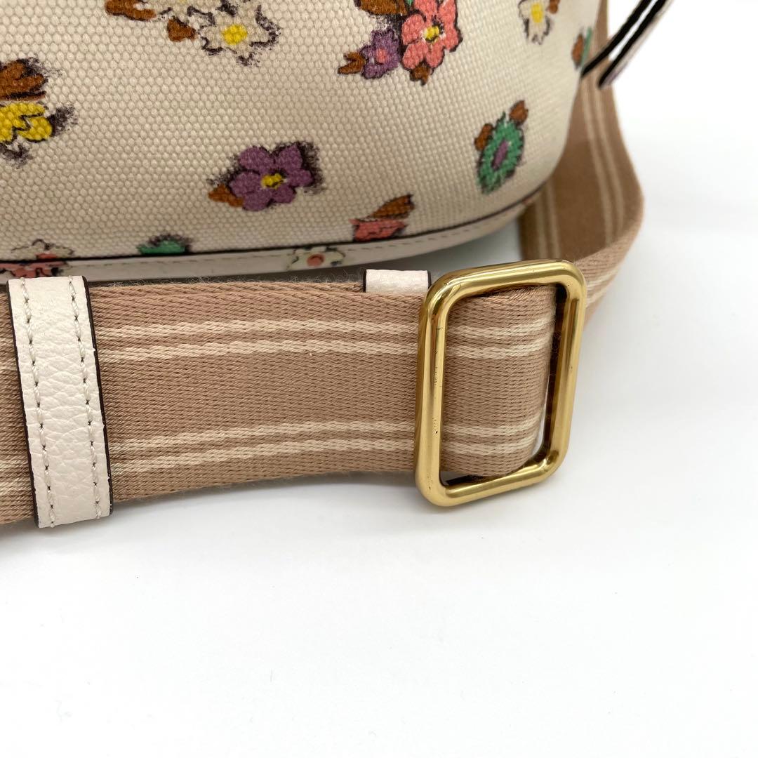 【美品】コーチ　フローラル　2way バッグ　巾着　チャーム　ゴールド金具