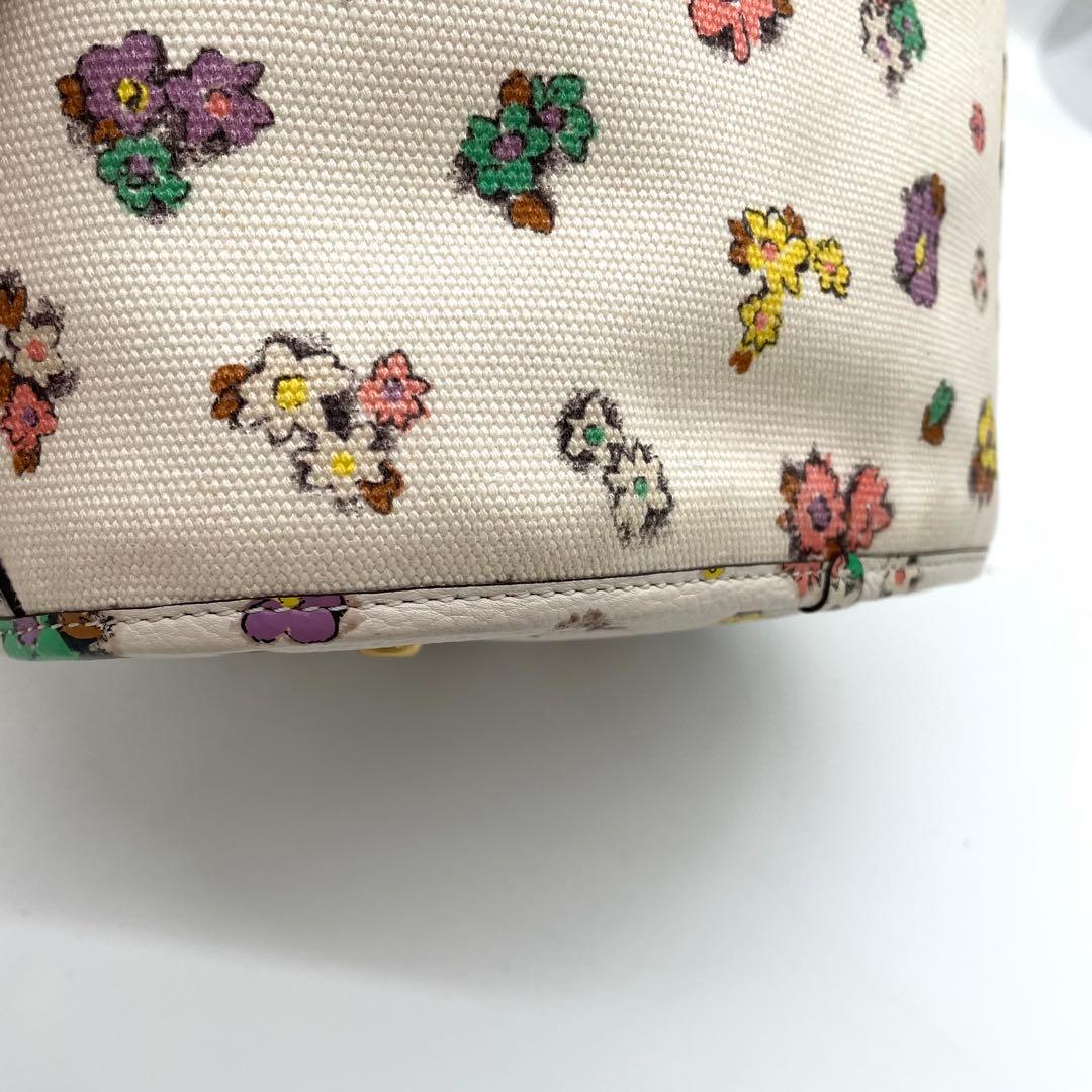 【美品】コーチ　フローラル　2way バッグ　巾着　チャーム　ゴールド金具