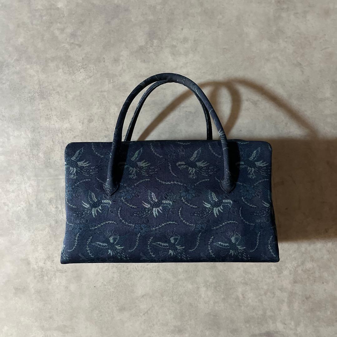 瑞祥 吉祥文様 桐竹鳳凰文 利休バッグ 瑠璃紺色