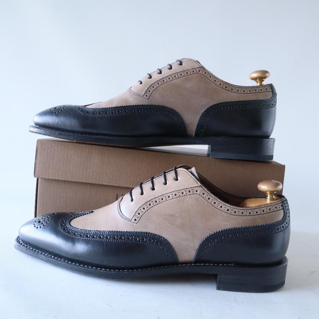 極美品リーガル　バイカラーウイングチップ　黒×グレージュ　24cm