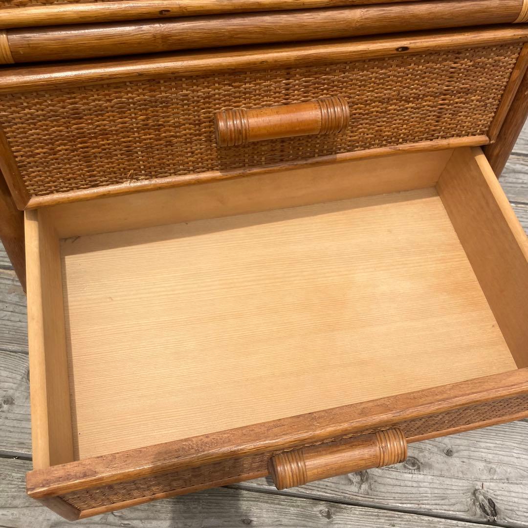 昭和レトロ ラタンチェスト 4段 サニタリーラック 引き出し箪笥 古家具