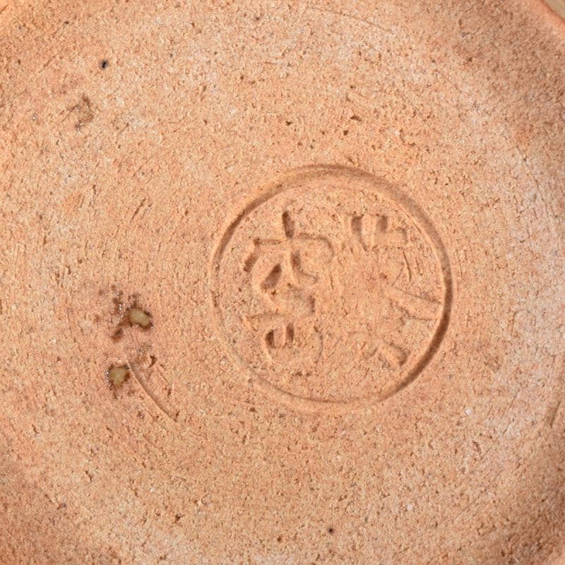 和食器　竹里庵　葵窯　加藤春二作　織部　花文　銘々皿　五客　共箱　C　8322